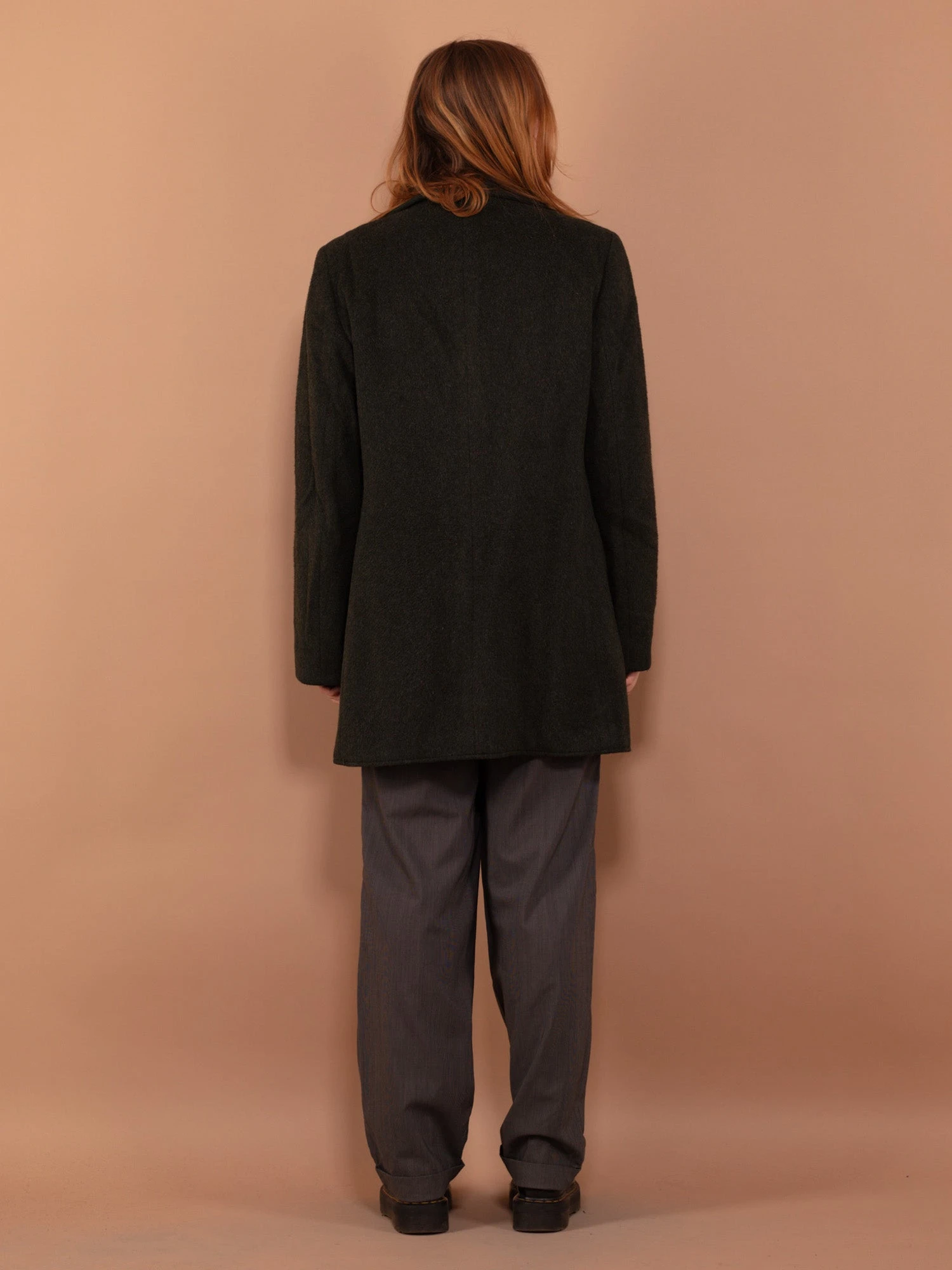 Vintage 70's Women Wool Peacoat In Green 2 Vintage 70's Women Wool Peacoat In Green - Image 2