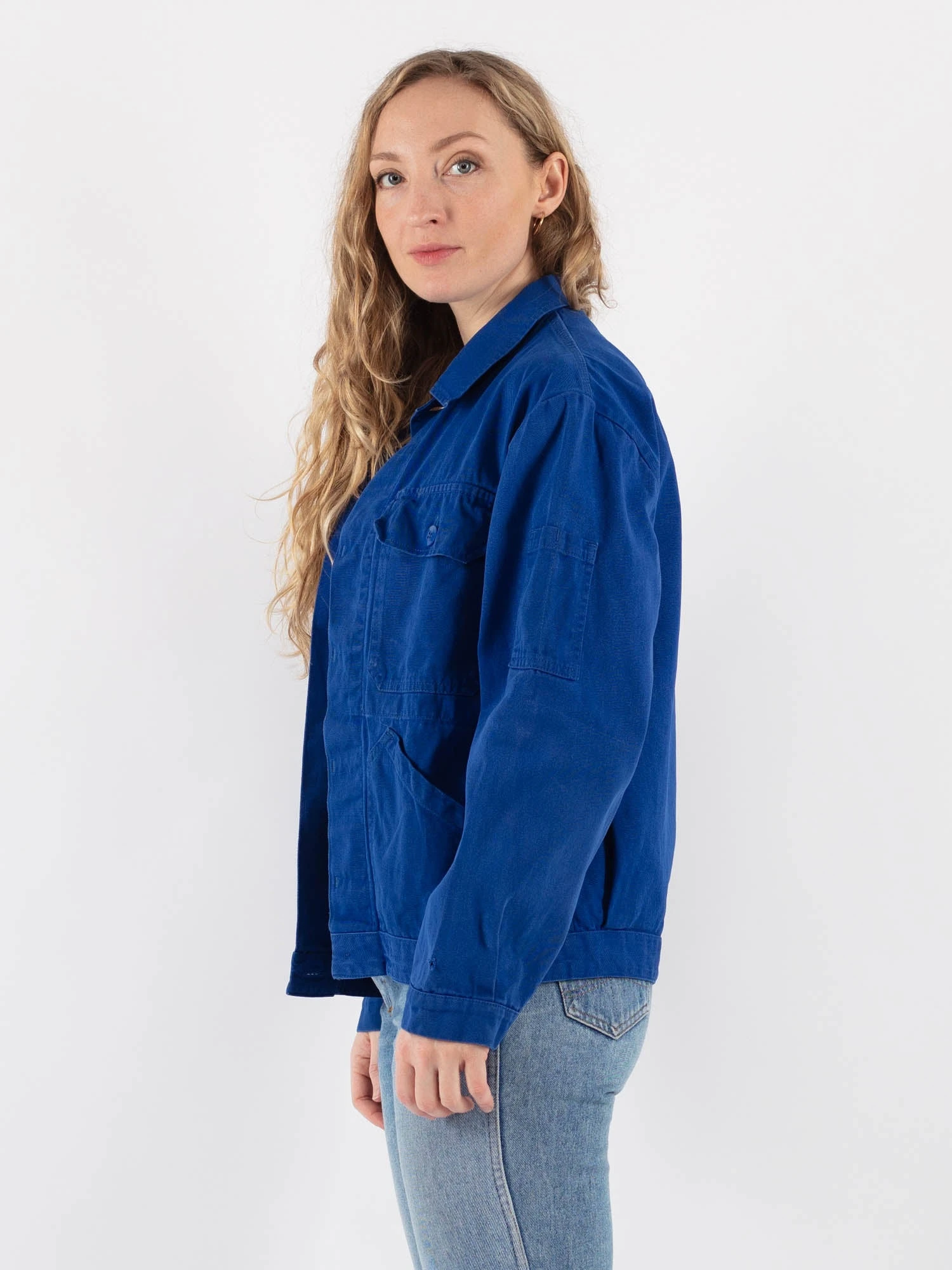 Vintage 70's Women Sanfor Work Jacket In Blue 3 Vintage 70's Women Sanfor Work Jacket In Blue - Image 3