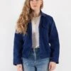 Vintage 70's Women Cropped Work Jacket In Blue