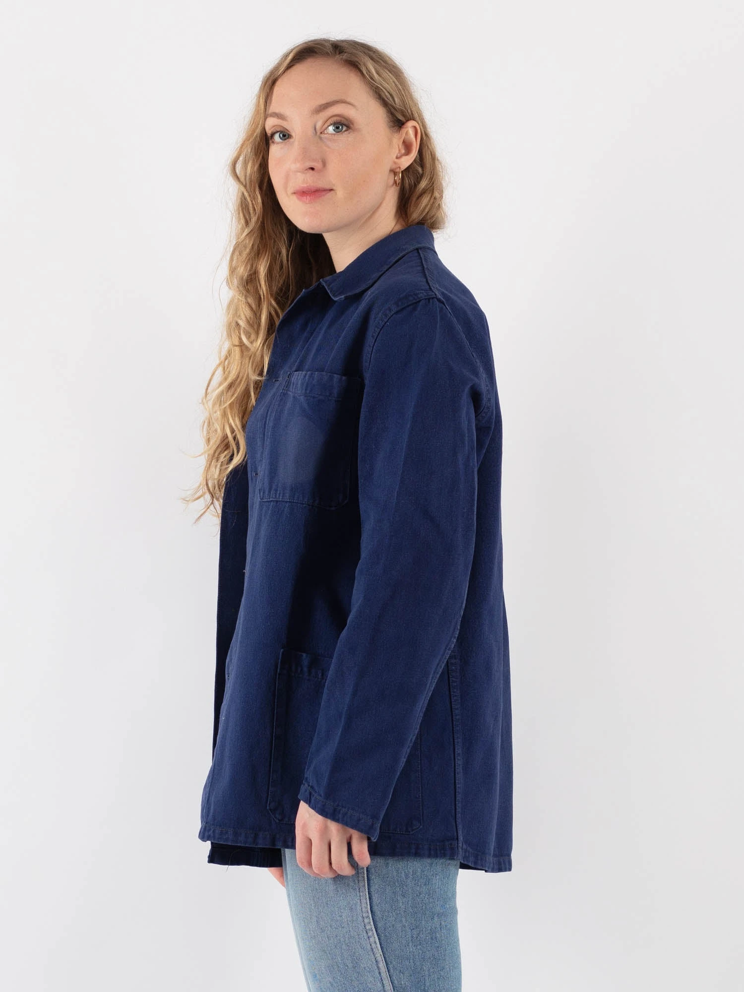 Vintage 70's Women Bleu-de-travail Work Jacket In Blue 3 Vintage 70's Women Bleu-de-travail Work Jacket In Blue - Image 3