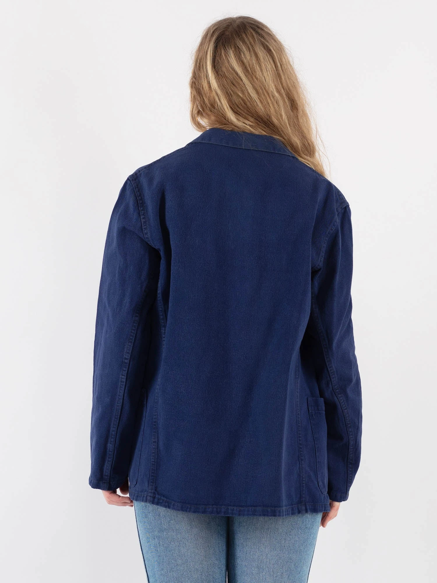 Vintage 70's Women Bleu-de-travail Work Jacket In Blue 2 Vintage 70's Women Bleu-de-travail Work Jacket In Blue - Image 2