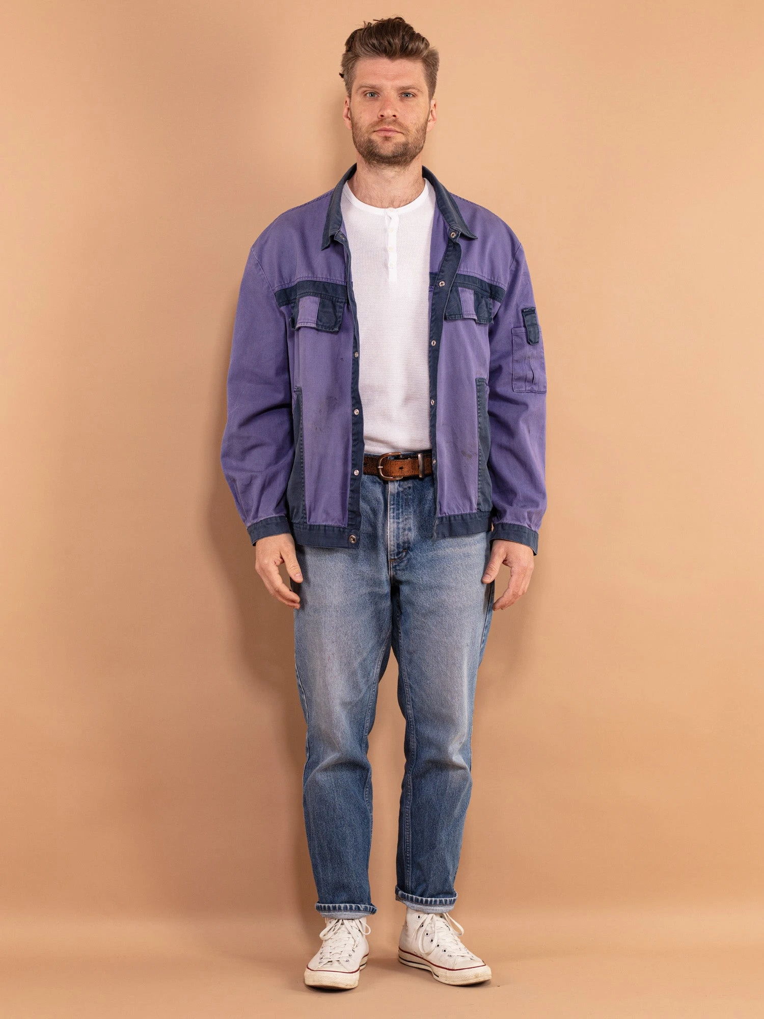 Vintage 80's Men Distressed Work Jacket 1 Vintage 80's Men Distressed Work Jacket