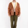 Vintage 80's Men Faux Sheepskin Coat In Brown