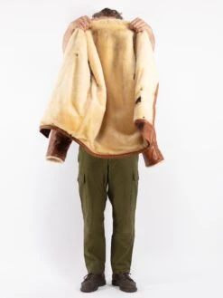 Vintage 80's Men Faux Sheepskin Coat In Brown -Northern Grip Vintage 80s Men Faux Sheepskin Coat 0372