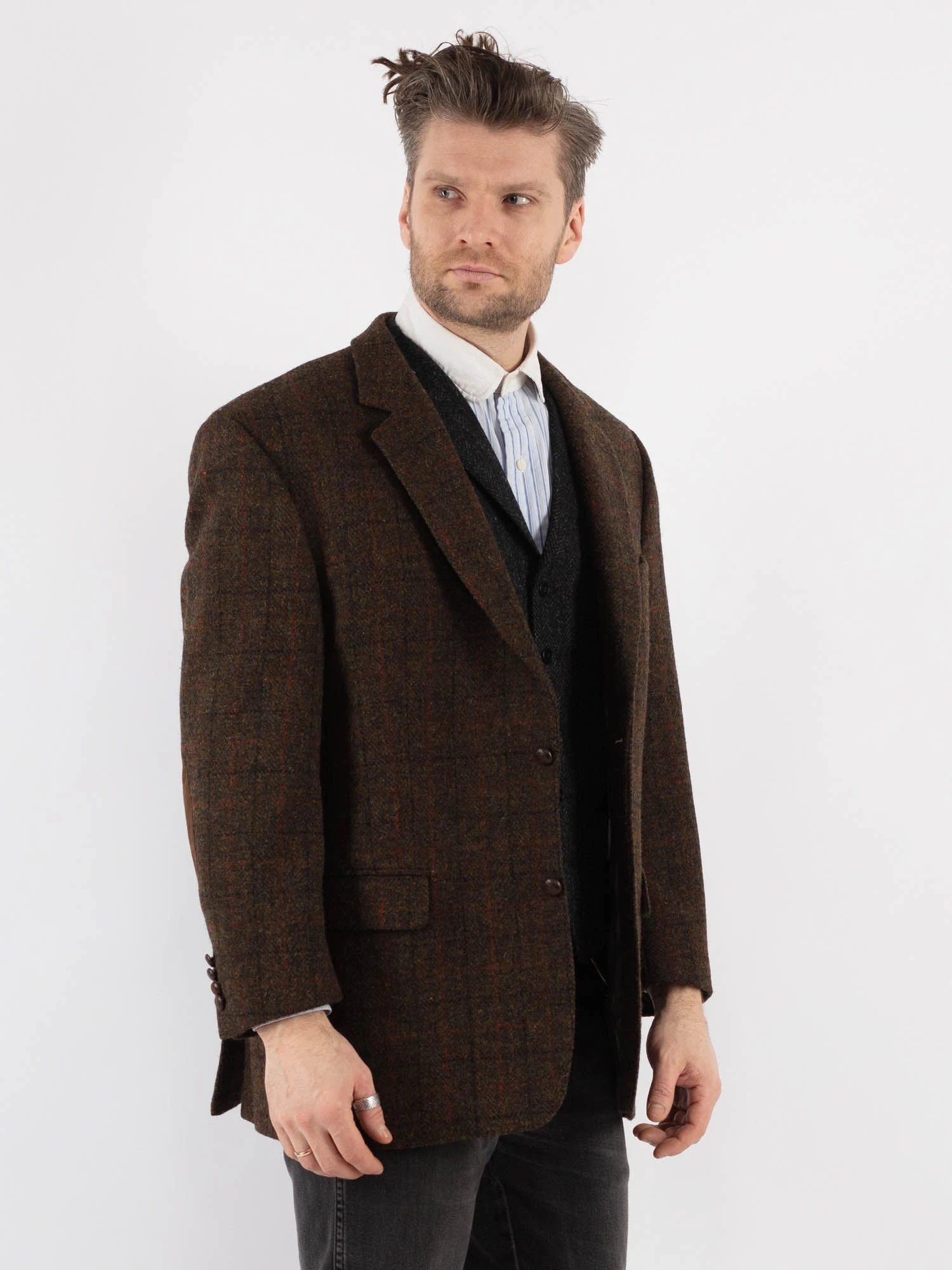 Vintage 80's Men Harris Tweed Jacket In Brown 3 Vintage 80's Men Harris Tweed Jacket In Brown - Image 3