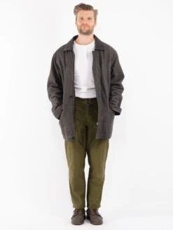 Vintage 80's Men Leather Coat In Gray