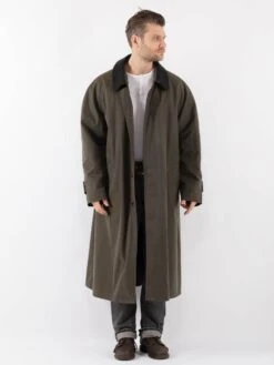 Vintage 80's Men Oversized Mac Coat In Green
