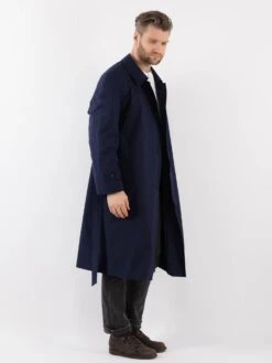 Vintage 80's Men Belted Mac Coat In Blue -Northern Grip Vintage 80s Men Mac Coat 0116