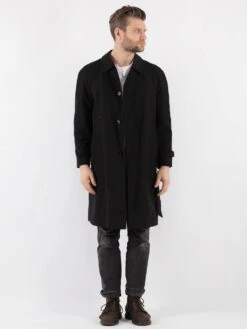 Vintage 80's Men Mac Coat In Black