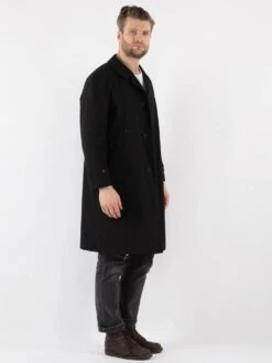 Vintage 80's Men Mac Coat In Black -Northern Grip Vintage 80s Men Mac Coat 0119