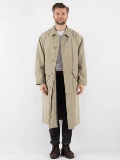 Vintage 80's Men Mac Coat In Beige