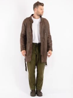Vintage 70's Men Shearling Coat In Brown