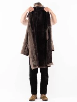 Vintage 80's Men Sheepskin Coat In Gray -Northern Grip Vintage 80s Men Sheepskin Coat 0019