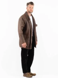 Vintage 80's Men Sheepskin Coat In Brown -Northern Grip Vintage 80s Men Sheepskin Coat 0370