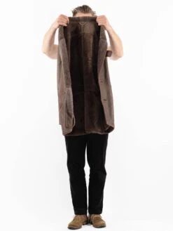 Vintage 80's Men Sheepskin Coat In Brown -Northern Grip Vintage 80s Men Sheepskin Coat 0372