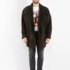Vintage 80's Men Sheepskin Shearling Coat In Green