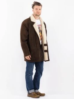 Vintage 80's Men Suede Sherpa Coat In Brown 7 Vintage 80's Men Suede Sherpa Coat In Brown -Northern Grip Vintage 80s Men Suede Sherpa Coat 0349