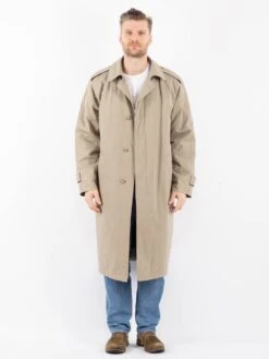 Vintage 80's Men Trench Coat In Beige