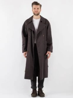 Vintage 80's Men Trench Coat In Brown