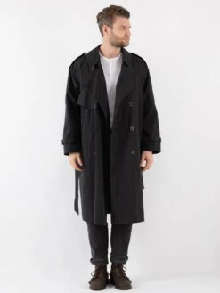 Vintage 80's Men Trench Coat In Gray