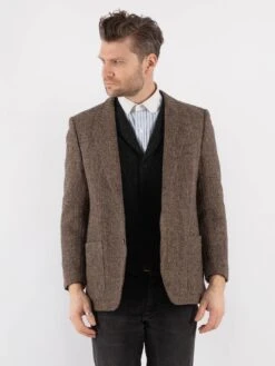 Vintage 80's Men Harris Tweed Jacket In Beige