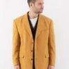 Vintage 80's Men Wool Blazer Jacket In Yellow