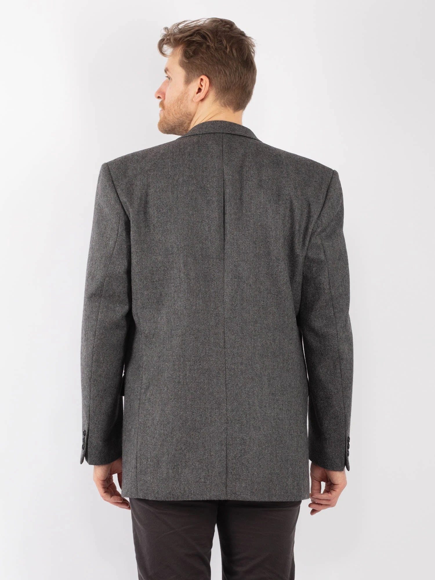 Vintage 80's Men Wool Blazer Jacket In Gray 2 Vintage 80's Men Wool Blazer Jacket In Gray - Image 2