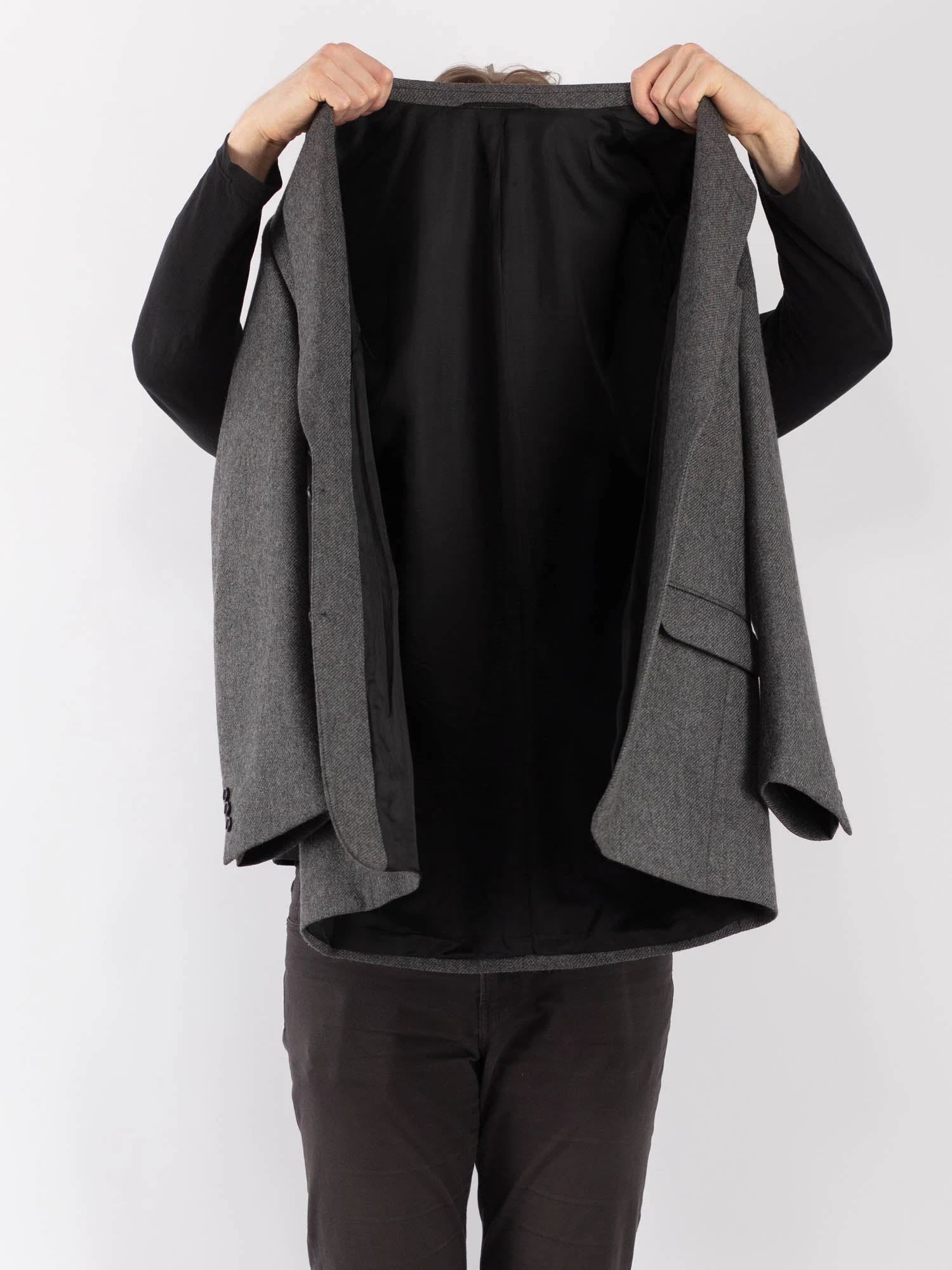 Vintage 80's Men Wool Blazer Jacket In Gray 4 Vintage 80's Men Wool Blazer Jacket In Gray - Image 4