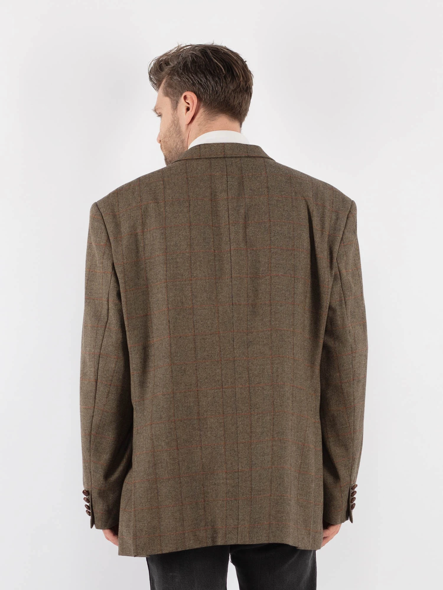 Vintage 80's Men Wool Blazer Jacket In Beige 2 Vintage 80's Men Wool Blazer Jacket In Beige - Image 2