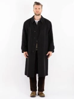 Vintage 80's Men Wool Blend Coat In Gray