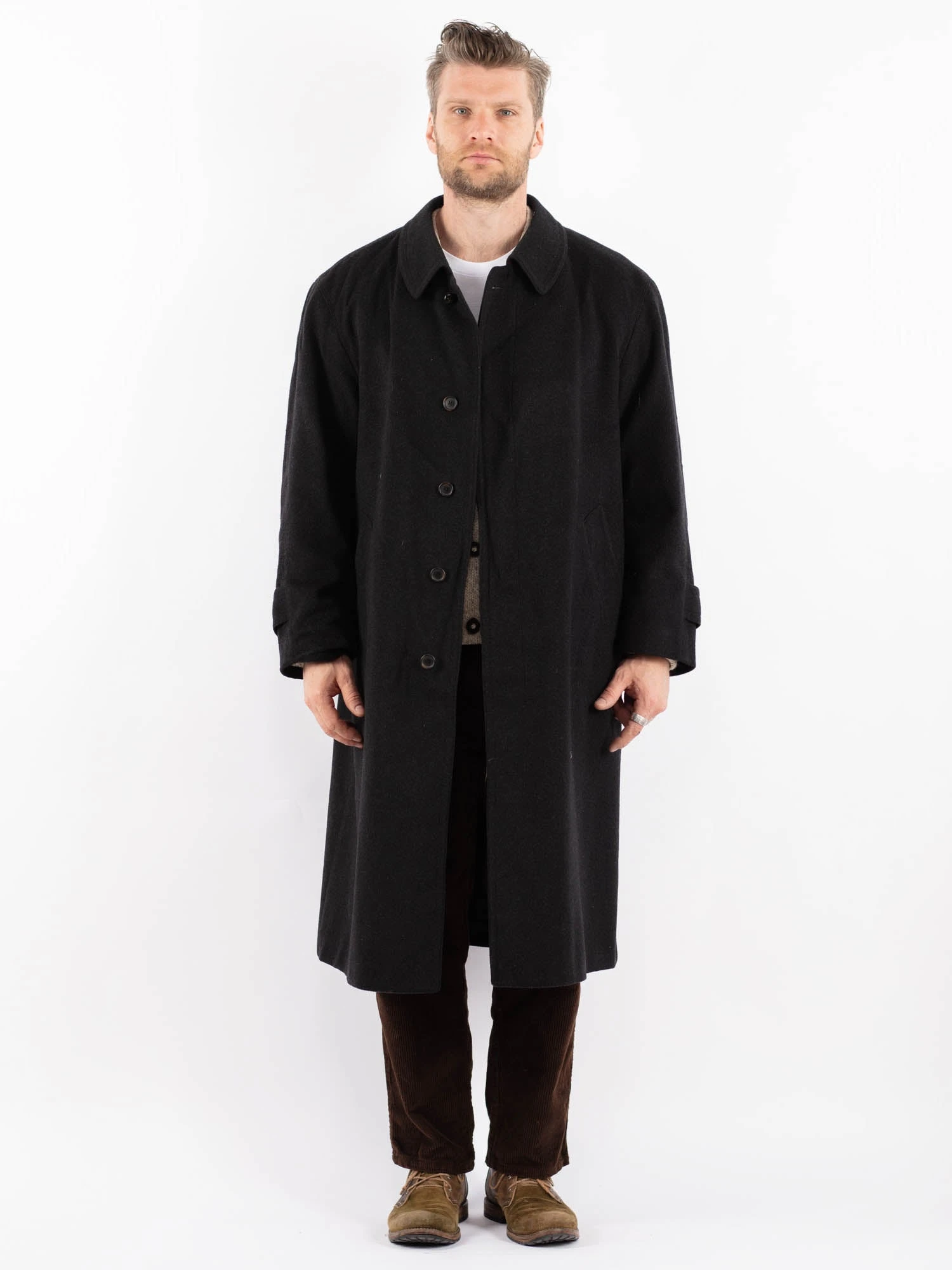 Vintage 80's Men Wool Blend Coat In Gray 1 Vintage 80's Men Wool Blend Coat In Gray