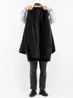 Vintage 80's Men Wool Coat In Gray -Northern Grip Vintage 80s Men Wool Coat 0156