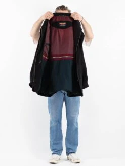 Vintage 80's Men Wool Blend Coat In Black -Northern Grip Vintage 80s Men Wool Coat 0251