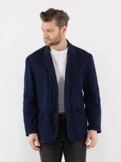 Vintage 80's Men Italian Work Jacket In Blue