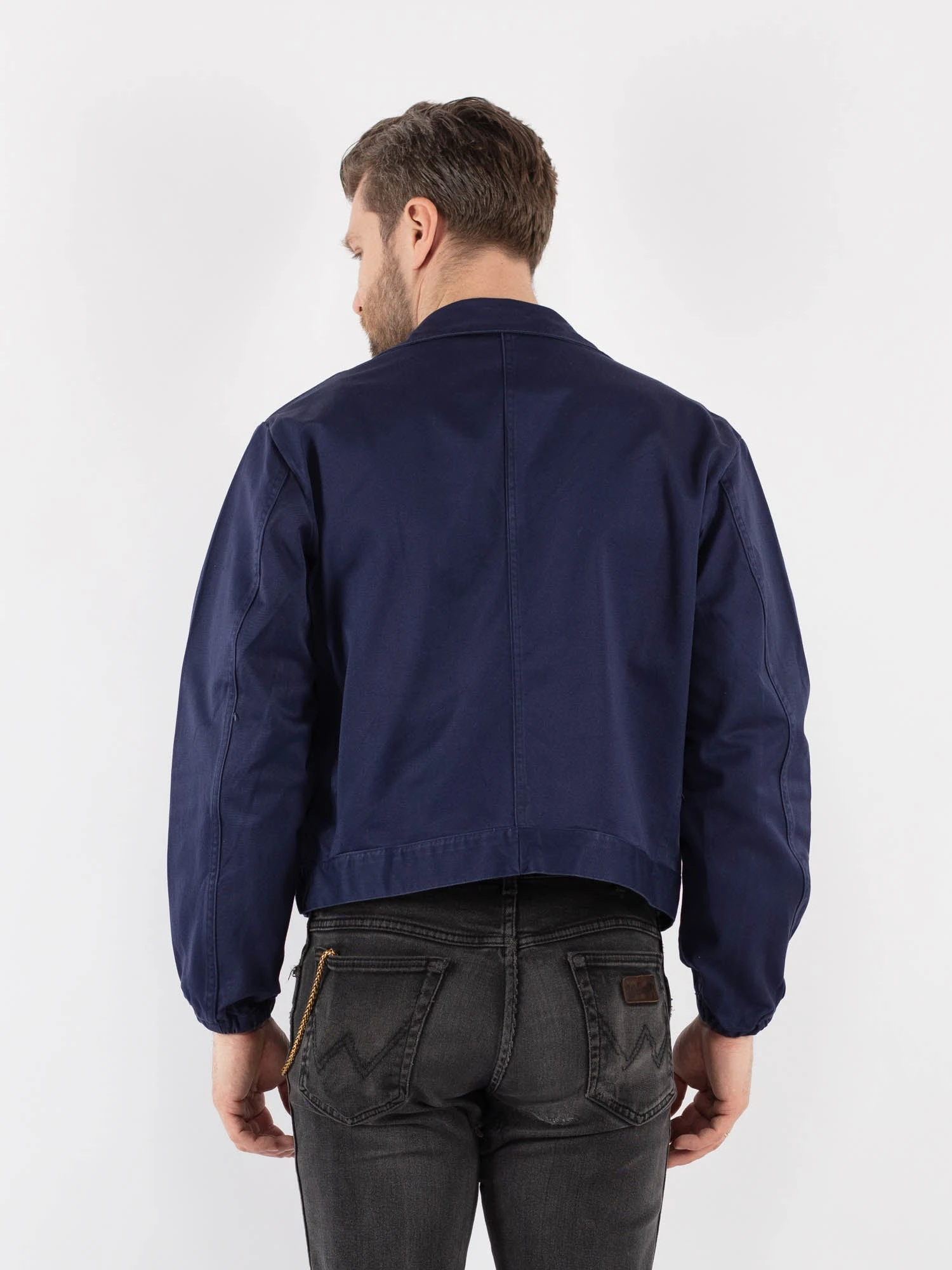 Vintage 80's Men Cropped Italian Military Jacket In Blue 3 Vintage 80's Men Cropped Italian Military Jacket In Blue - Image 3