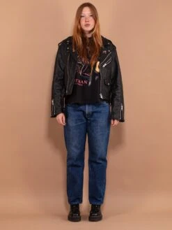 Vintage 80's Women Biker Leather Jacket