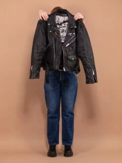 Vintage 80's Women Biker Leather Jacket -Northern Grip Vintage 80s Women Biker Leather Jacket 0103