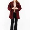 Vintage 80's Women Sheepskin Shearling Coat In Red