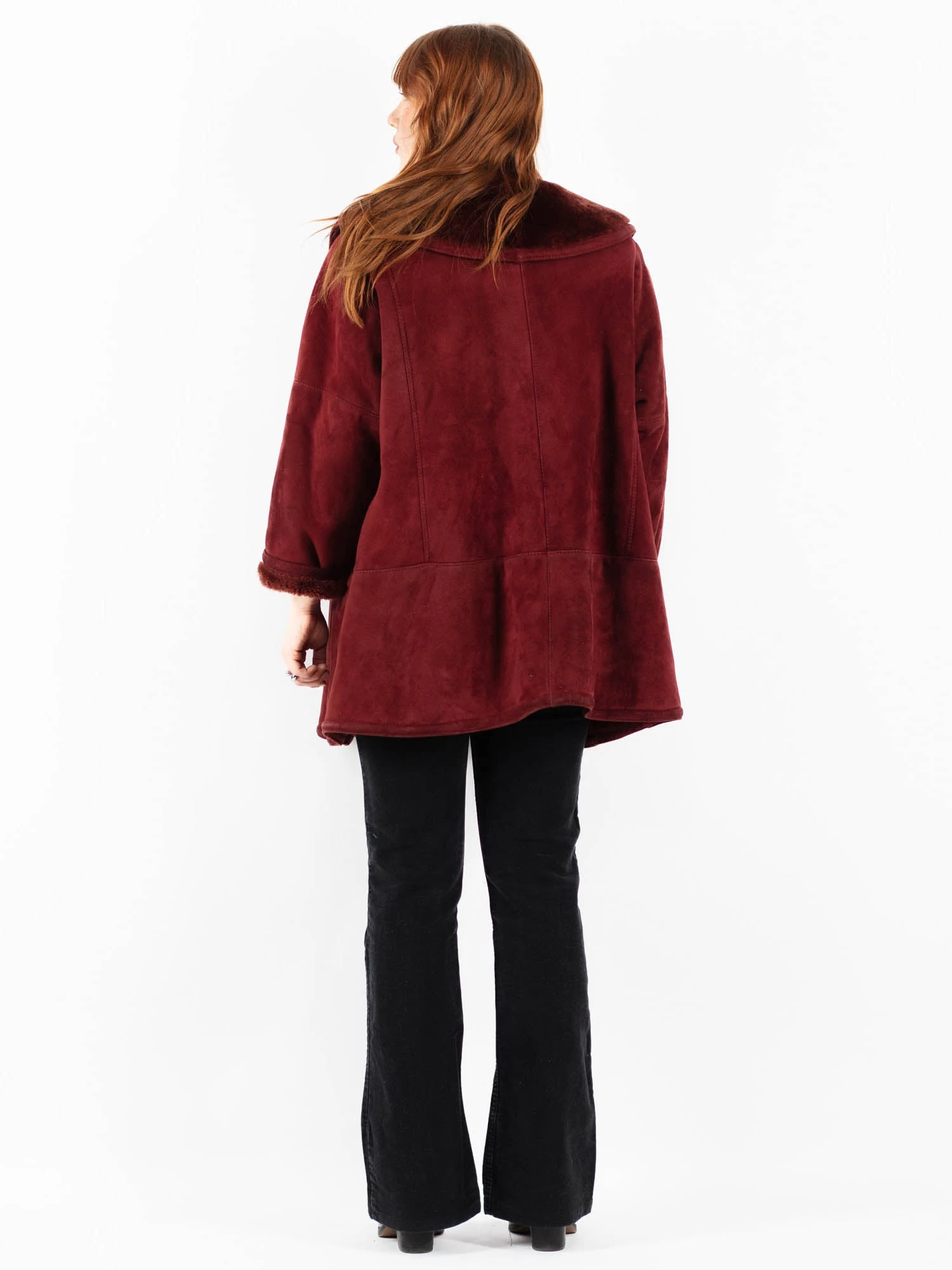 Vintage 80's Women Sheepskin Shearling Coat In Red 2 Vintage 80's Women Sheepskin Shearling Coat In Red - Image 2