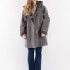 Vintage 80's Women Hide Society Sheepskin Coat In Gray