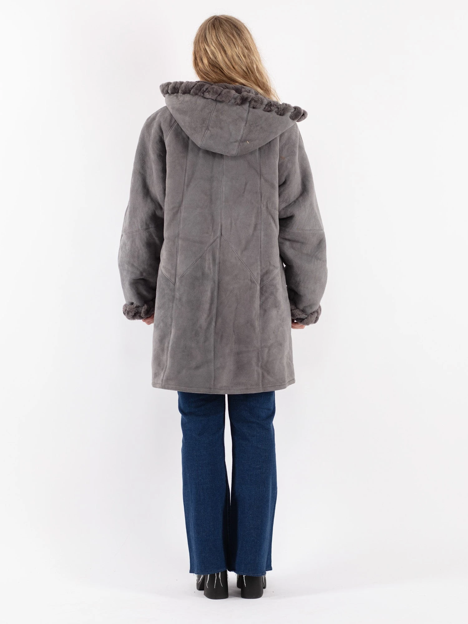Vintage 80's Women Hide Society Sheepskin Coat In Gray 2 Vintage 80's Women Hide Society Sheepskin Coat In Gray - Image 2