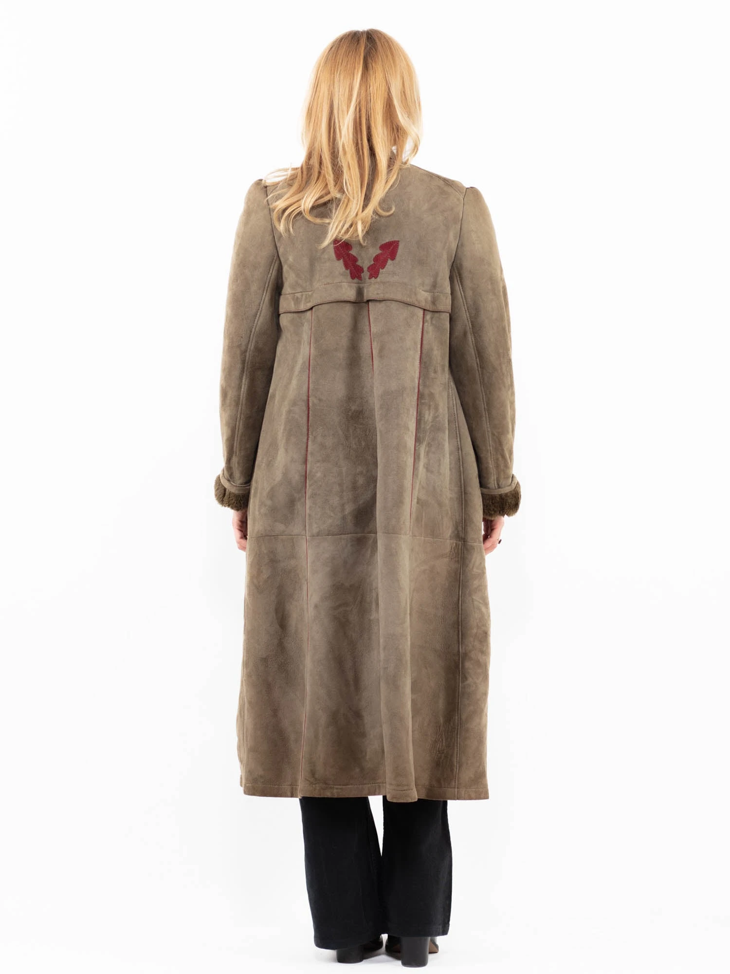 Vintage 80's Women Sheepskin Coat In Khaki Green 2 Vintage 80's Women Sheepskin Coat In Khaki Green - Image 2