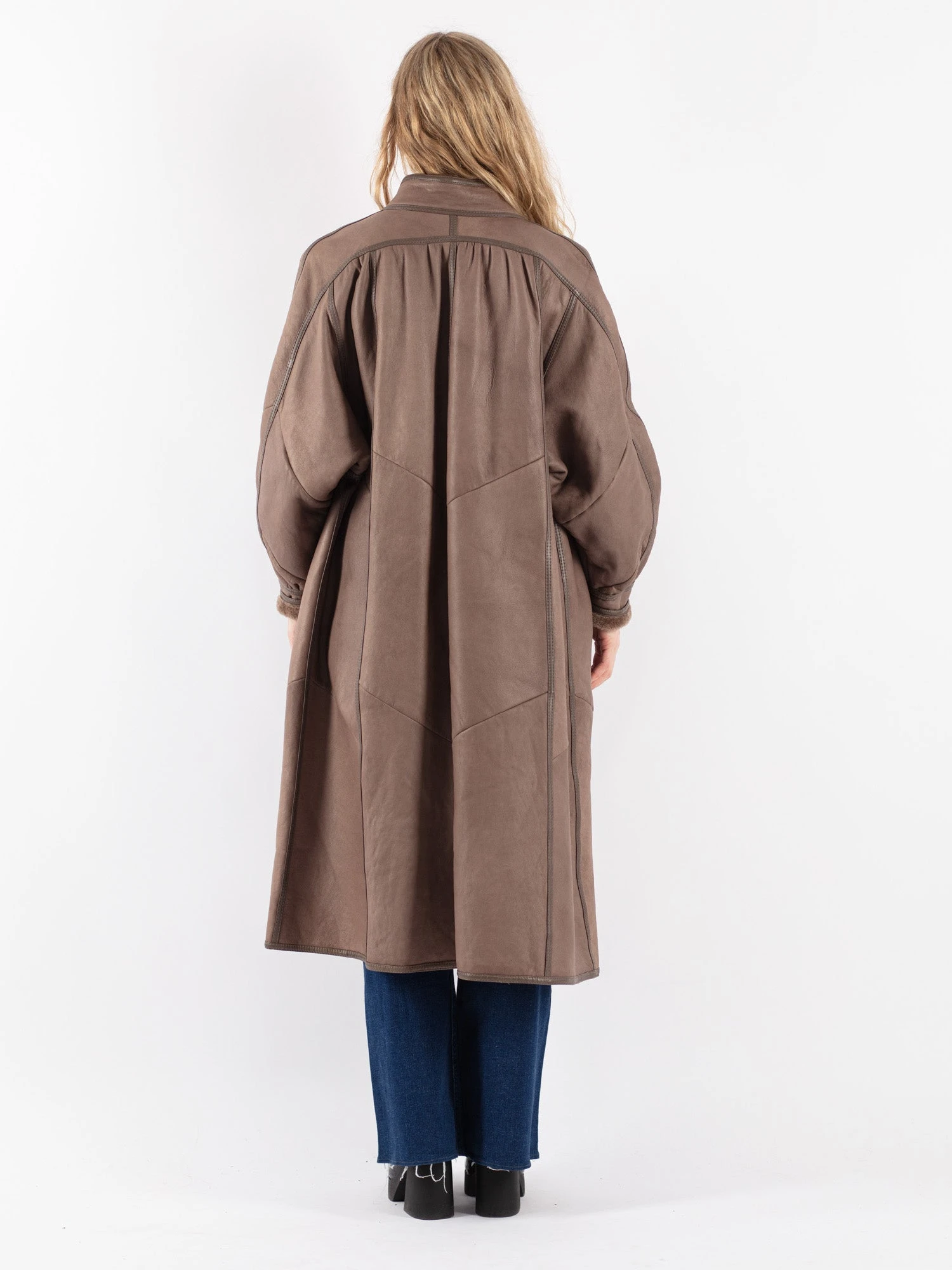 Vintage 80's Women Sheepskin Long Coat In Brown 2 Vintage 80's Women Sheepskin Long Coat In Brown - Image 2