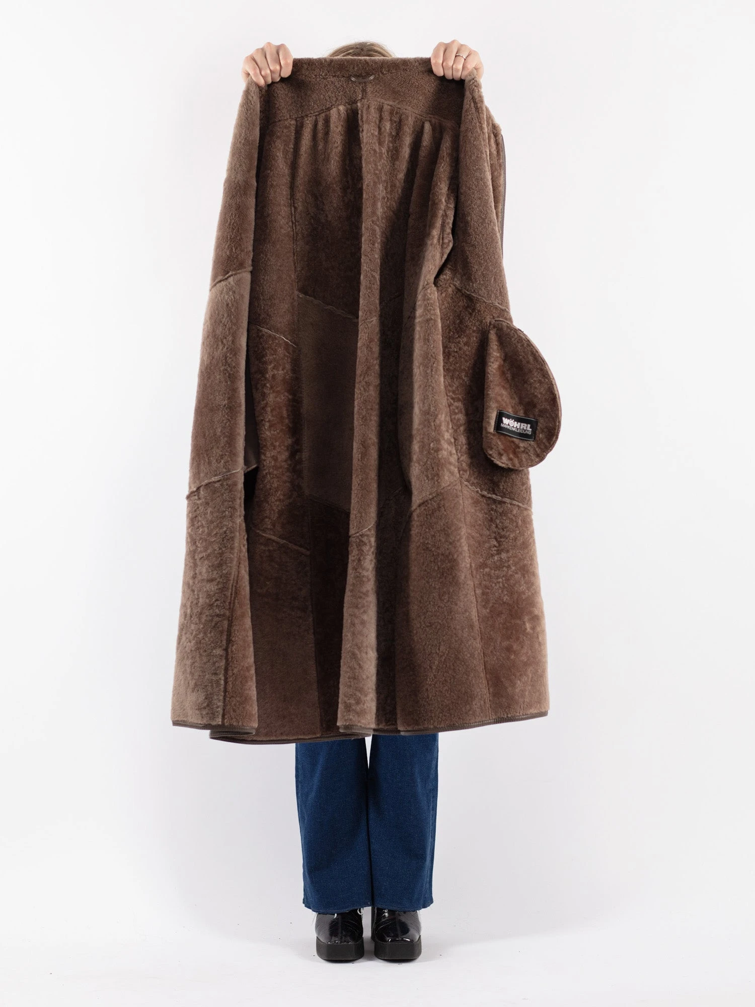 Vintage 80's Women Sheepskin Long Coat In Brown 4 Vintage 80's Women Sheepskin Long Coat In Brown - Image 4