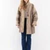 Vintage 80's Women Oversized Sheepskin Coat In Beige