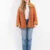 Vintage 90's Women Sheepskin Coat In Orange