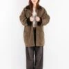 Vintage 80's Women Sheepskin Coat In Beige Green