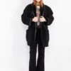 Vintage 80's Women Sheepskin Shearling Coat In Blue