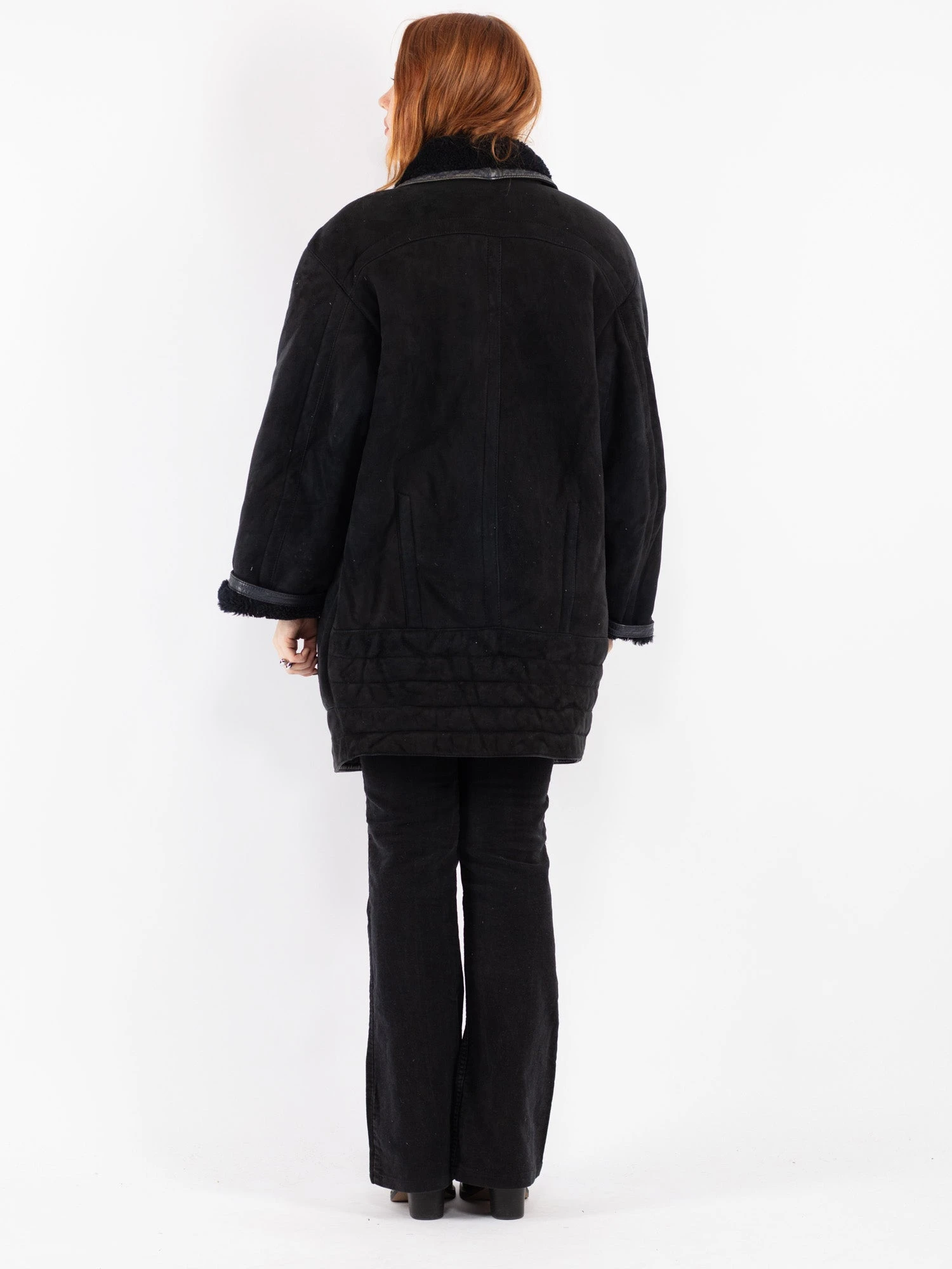 Vintage 80's Women Sheepskin Shearling Coat In Blue 2 Vintage 80's Women Sheepskin Shearling Coat In Blue - Image 2