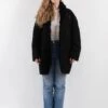 Vintage 80's Women Sheepskin Shearling Coat In Black